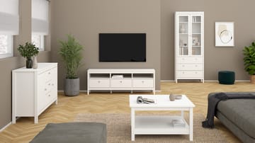 Vitrineskab Madrid med 2 glasdøre 3 skuffer 78x199 cm - Opbevaring - Skab - Vitrineskabe
