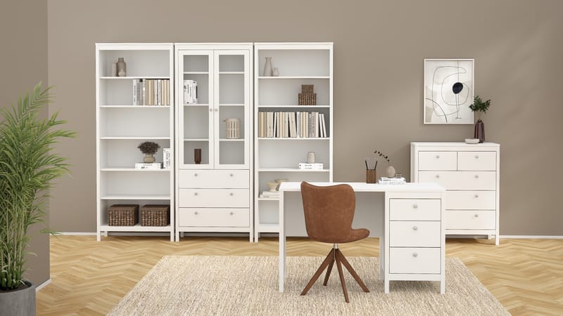 Vitrineskab Madrid med 2 glasdøre 3 skuffer 78x199 cm - Opbevaring - Skab - Vitrineskabe