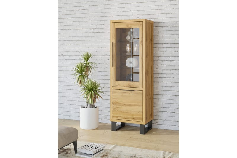 Malissa Vitrineskab 190 cm - Brun - Opbevaring - Skab - Vitrineskabe