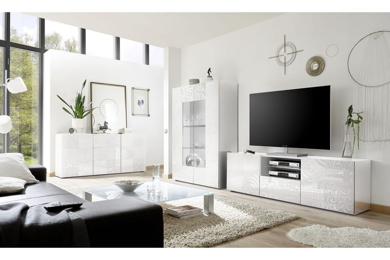 Mironne Vitrineskab 121 cm - Hvid - Opbevaring - Skab - Vitrineskabe