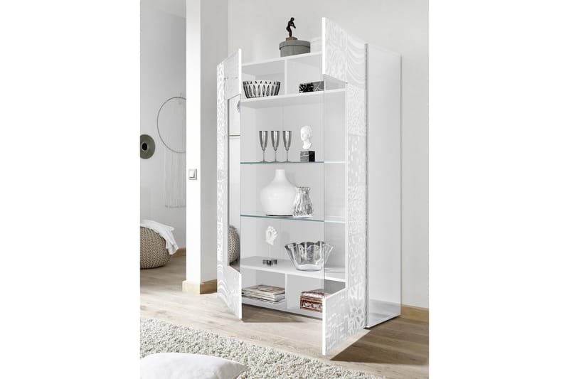 Mironne Vitrineskab 121 cm - Hvid - Opbevaring - Skab - Vitrineskabe