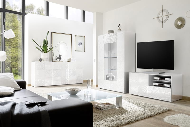 Mironne Vitrineskab 121 cm - Hvid - Opbevaring - Skab - Vitrineskabe
