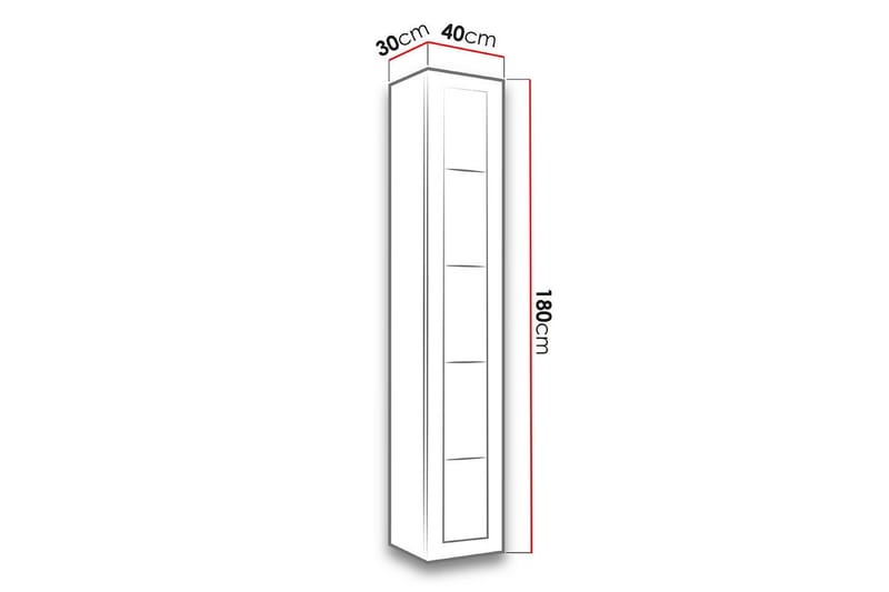 Narbonne Vitrineskab 30x40 cm Blå LED - Natur/Sort - Opbevaring - Skab - Vitrineskabe
