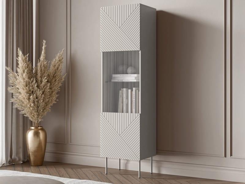 vitrineskab NO_BRAND Vitrineskab ART DECO beige - Opbevaring - Skab - Vitrineskabe