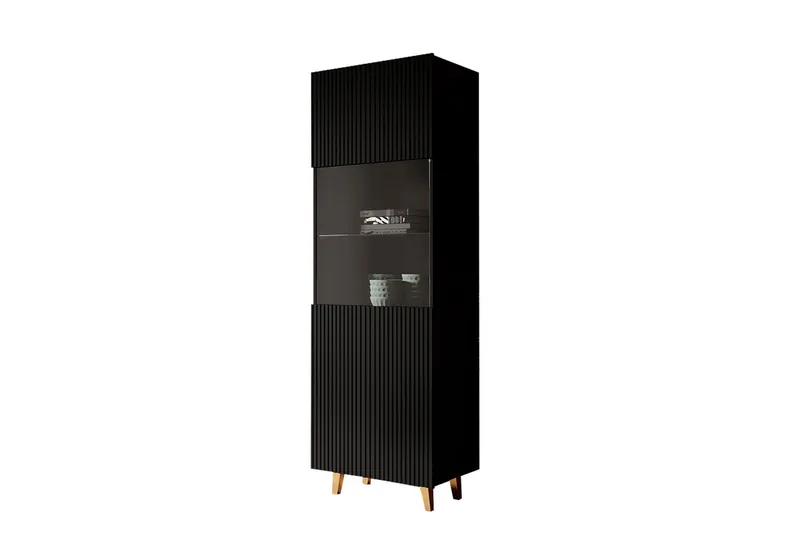 Pafos Vitrineskab Nej Sort|Guld - Opbevaring - Skab - Vitrineskabe