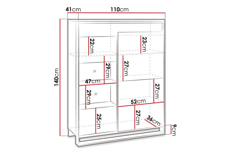 Quant Vitrineskab 41x110 cm - Eg/Sort - Vitrineskabe