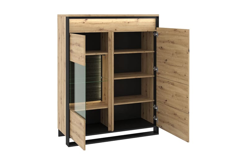 Quant Vitrineskab 41x110 cm - Eg/Sort - Opbevaring - Skab - Vitrineskabe