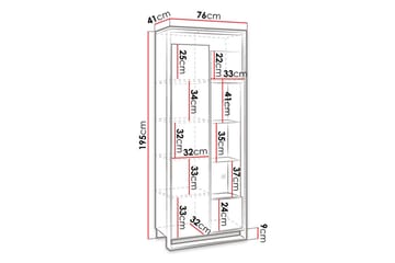Quant Vitrineskab 41x76 cm - Eg/Sort - Opbevaring - Skab - Vitrineskabe