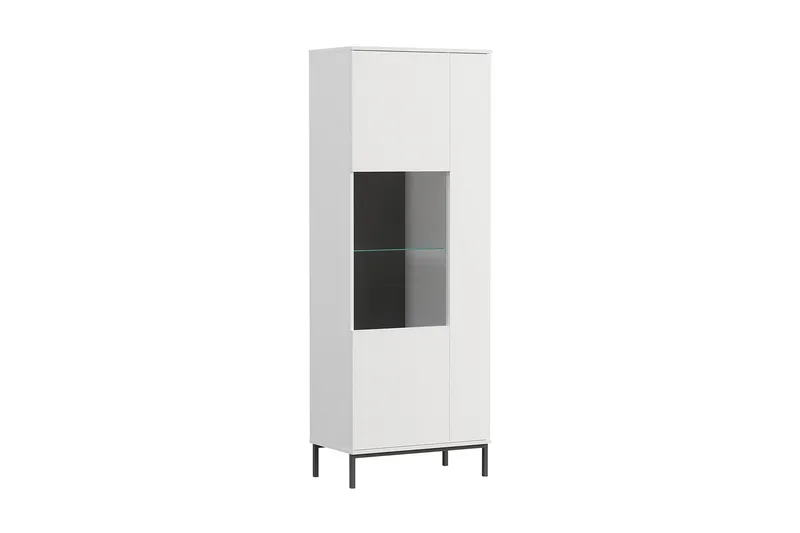 Querty Vitrineskab 70x190x41 cm, Hvid/Sort