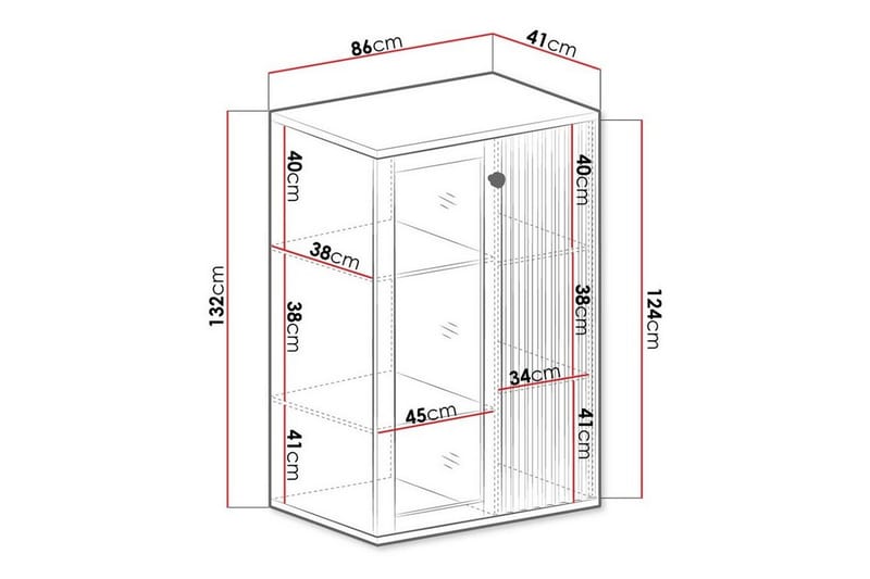 Rosehall Vitrineskab 132 cm - Opbevaring - Skab - Vitrineskabe