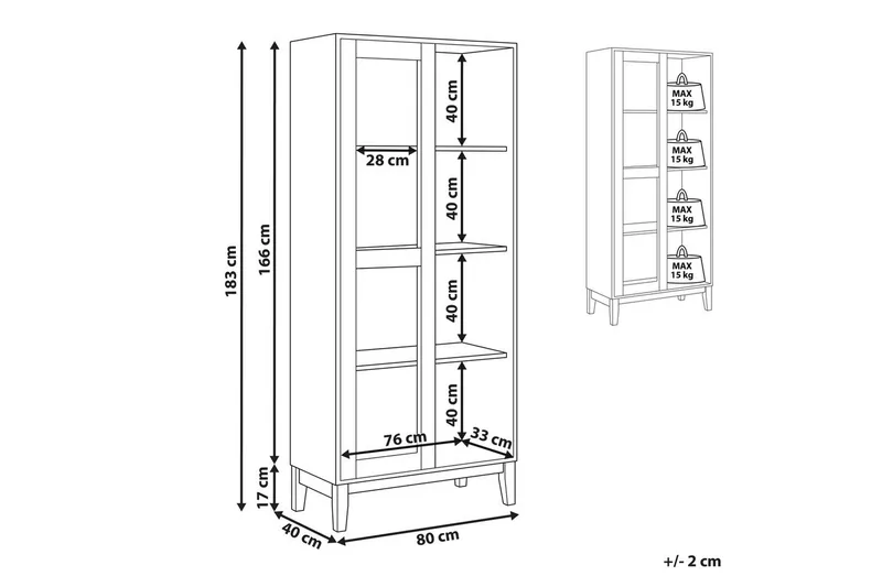 Vitrineskab Rumson Hvid - Hvid - Opbevaring - Skab - Vitrineskabe