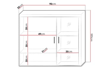 Samba Vitrineskab 90x35x111 cm - Opbevaring - Skab - Vitrineskabe