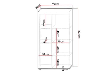 Samba Vitrineskab 90x35x203 cm - Hvid - Opbevaring - Skab - Vitrineskabe