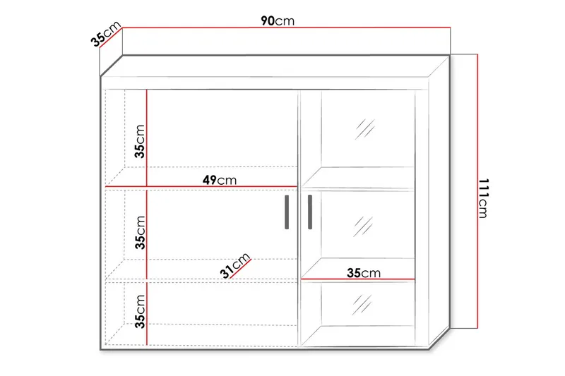Samba Vitrinskåp 90x35x111 cm Black - Opbevaring - Skab - Vitrineskabe