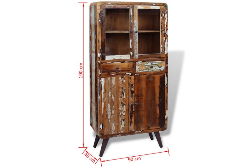 Skab I Massivt Genbrugstræ 90X40X190 Cm - Brun - Opbevaring - Skab - Vitrineskabe