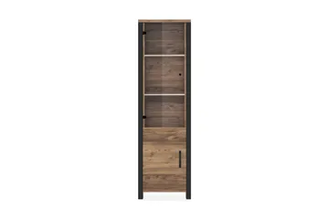Skarebol Vitrineskab 56 cm - Sort/Træ/Natur - Opbevaring - Skab - Vitrineskabe