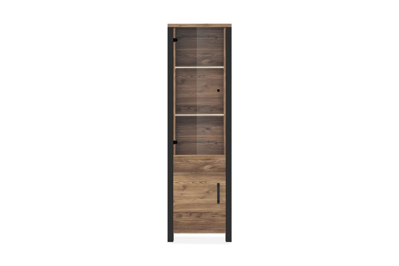 Skarebol Vitrineskab 56 cm - Sort/Træ/Natur - Opbevaring - Skab - Vitrineskabe