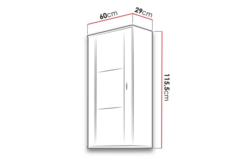 Soho Vitrineskab 60x29x115,5 cm - Hvid - Opbevaring - Skab - Vitrineskabe