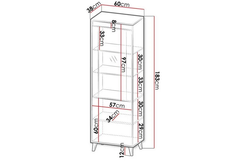 Strontian Vitrinskåp 183 cm Scandinavian Choice Anthracite - Opbevaring - Skab - Vitrineskabe