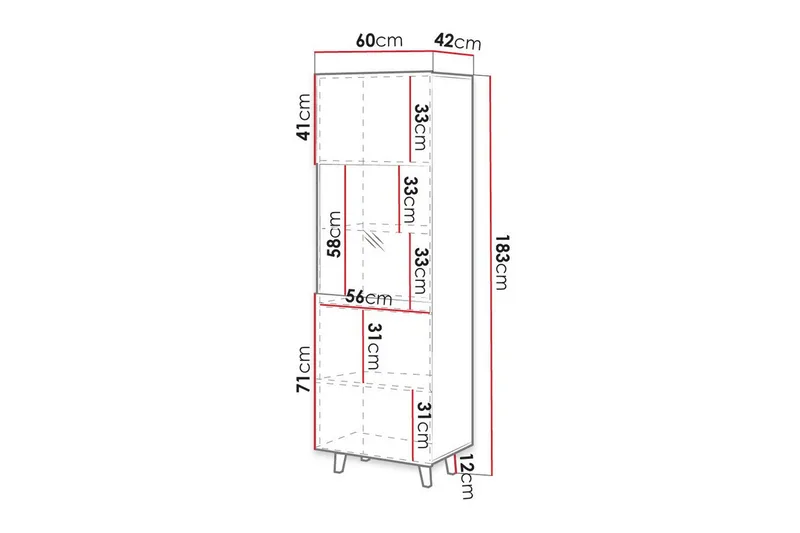 Strontian Vitrinskåp 183 cm Scandinavian Choice Anthracite/Black - Opbevaring - Skab - Vitrineskabe
