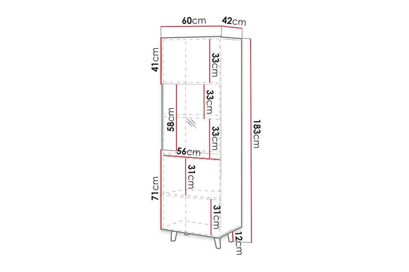 Strontian Vitrinskåp 183 cm Scandinavian Choice Anthracite/Black - Opbevaring - Skab - Vitrineskabe