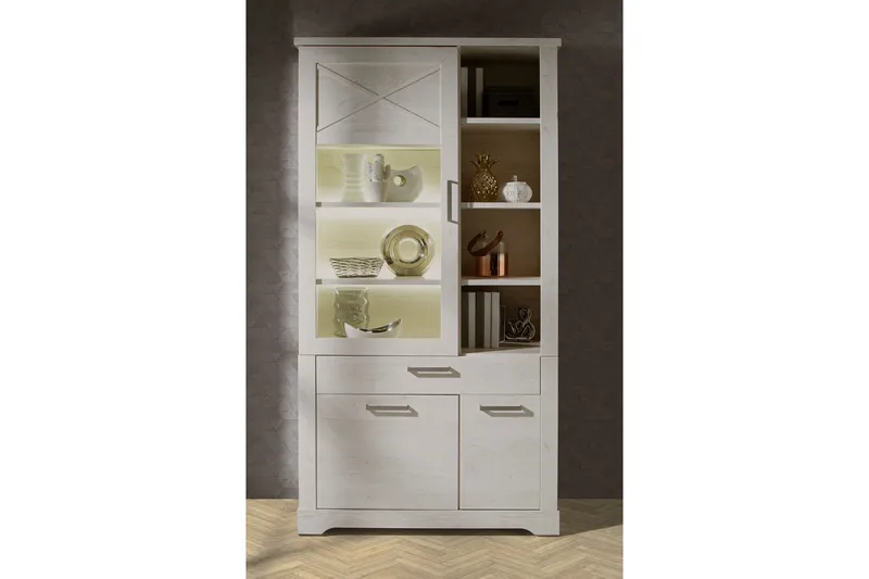 Svetis Vitrineskab 42x108 cm - Hvid - Opbevaring - Skab - Vitrineskabe