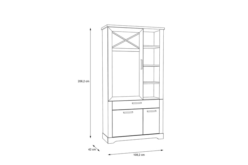 Svetis Vitrineskab 42x108 cm - Hvid - Opbevaring - Skab - Vitrineskabe