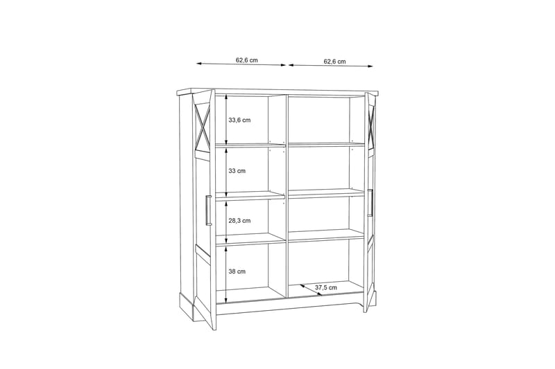 Svetis Vitrineskab 42x133 cm - Hvid - Opbevaring - Skab - Vitrineskabe