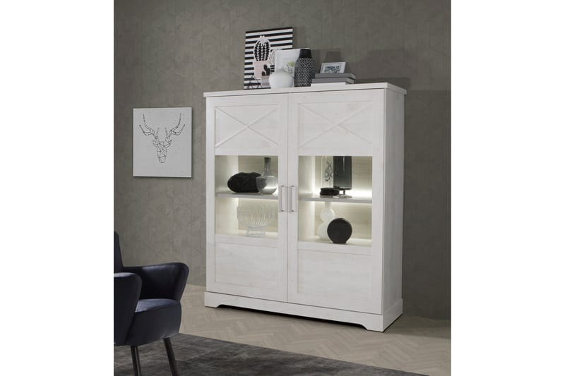 Svetis Vitrineskab 42x133 cm - Hvid - Opbevaring - Skab - Vitrineskabe