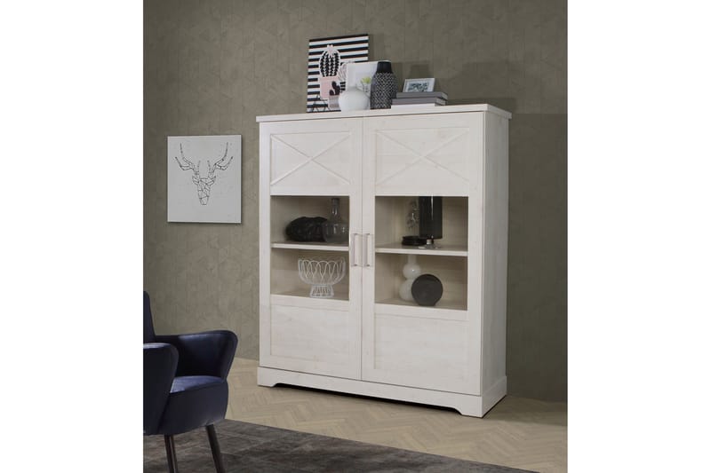 Svetis Vitrineskab 42x133 cm - Hvid - Opbevaring - Skab - Vitrineskabe