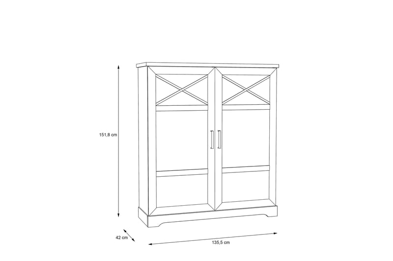Svetis Vitrineskab 42x133 cm - Hvid - Opbevaring - Skab - Vitrineskabe