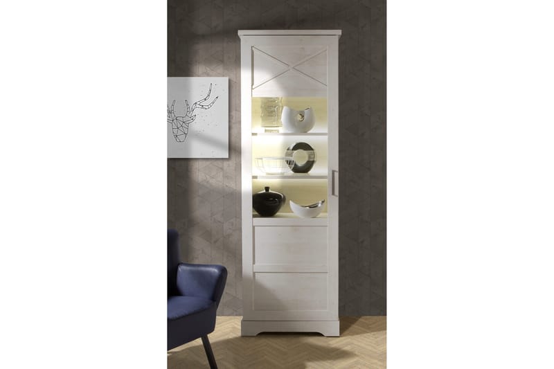 Svetis Vitrineskab 42x69 cm - Hvid - Opbevaring - Skab - Vitrineskabe