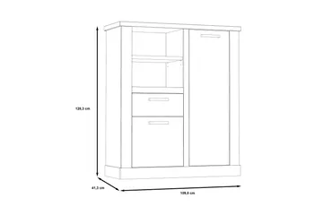 Talebi Skænk 41x110 cm - Brun / hvid - Opbevaring - Skab - Vitrineskabe