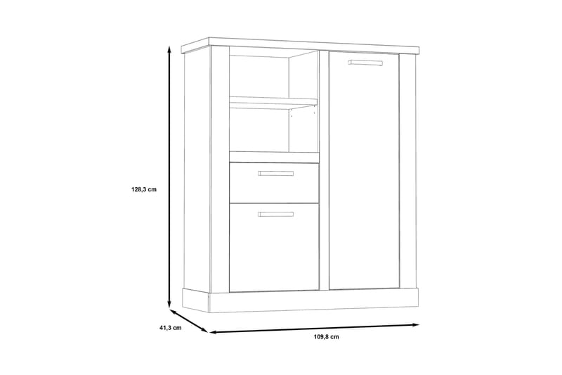 Talebi Skænk 41x110 cm - Brun / hvid - Opbevaring - Skab - Vitrineskabe