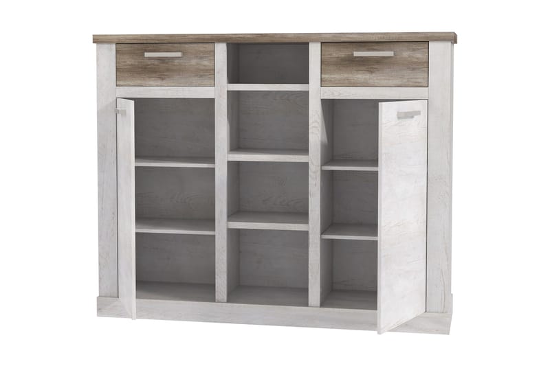 Talebi Skænk 41x160 cm - Brun / hvid - Opbevaring - Skab - Vitrineskabe