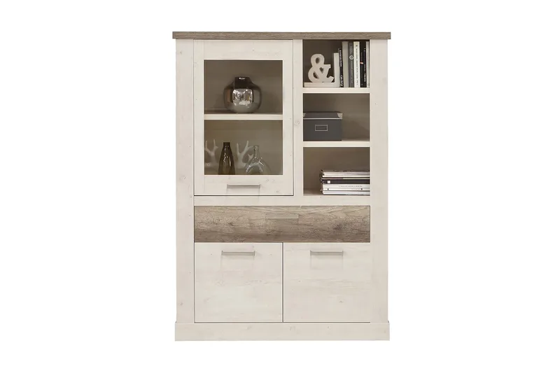 Talebi vitrineskab 41x108 cm - Brun / hvid - Opbevaring - Skab - Vitrineskabe