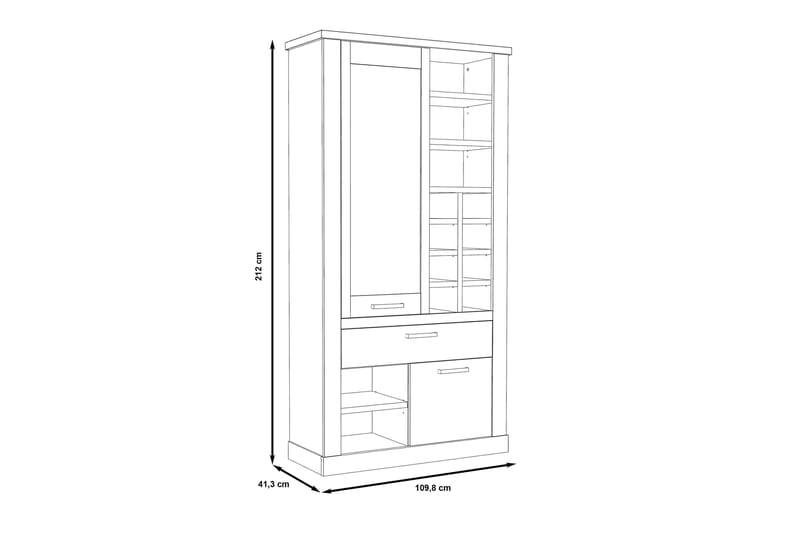 Talebi vitrineskab 41x108 cm - Brun / hvid - Opbevaring - Skab - Vitrineskabe