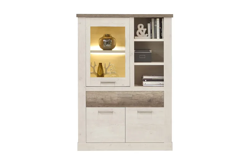 Talebi vitrineskab 41x108 cm - Brun / hvid - Opbevaring - Skab - Vitrineskabe