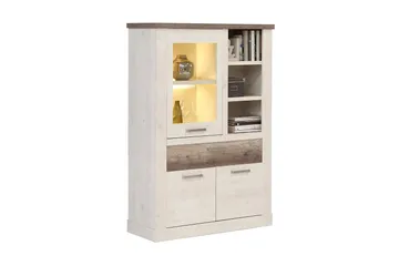 Talebi vitrineskab 41x108 cm - Brun / hvid - Opbevaring - Skab - Vitrineskabe