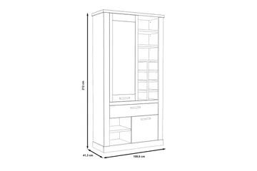 Talebi vitrineskab 41x108 cm - Brun / hvid - Opbevaring - Skab - Vitrineskabe