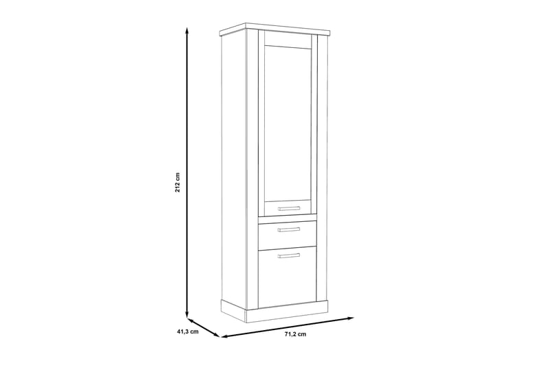 Talebi vitrineskab 41x71 cm - Brun / hvid - Opbevaring - Skab - Vitrineskabe