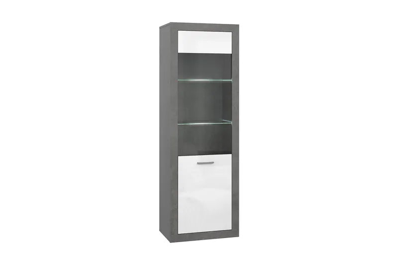 Tolovgrad Vitrineskab 41x63 cm, Grå/Hvid