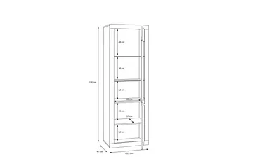 Tolovgrad Vitrineskab 41x63 cm - Grå/Hvid - Opbevaring - Skab - Vitrineskabe