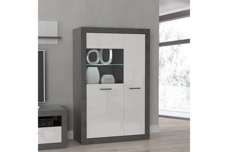 Tolovgrad Vitrineskab 41x93 cm - Grå/Hvid - Opbevaring - Skab - Vitrineskabe