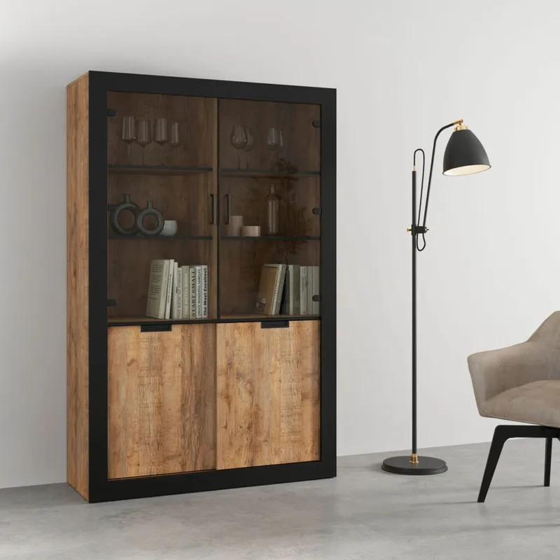 Vitrineskab Tudor 4 Døre - Opbevaring - Skab - Vitrineskabe