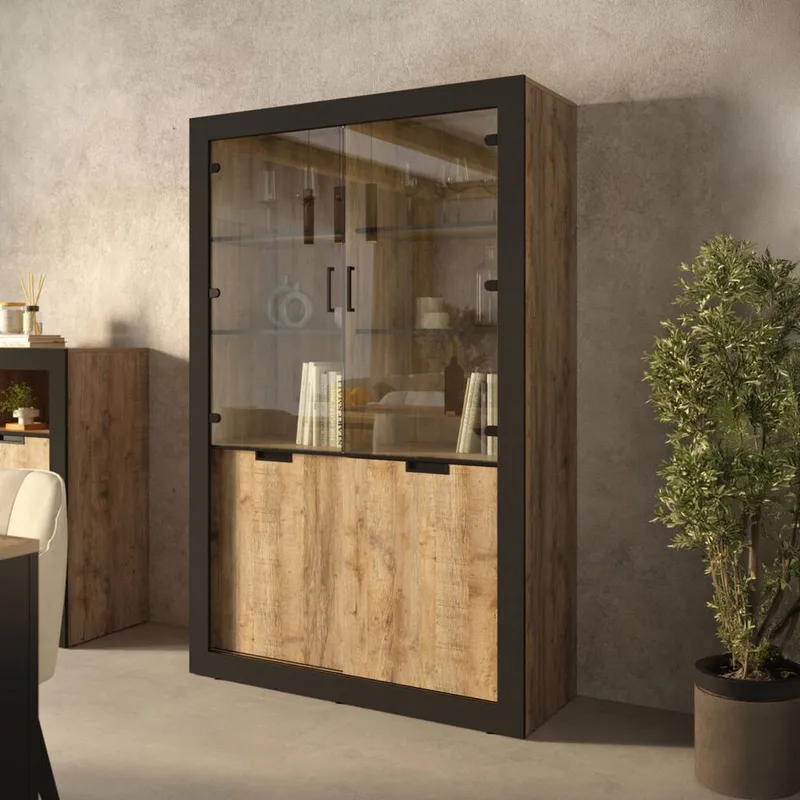 Vitrineskab Tudor 4 Døre - Opbevaring - Skab - Vitrineskabe