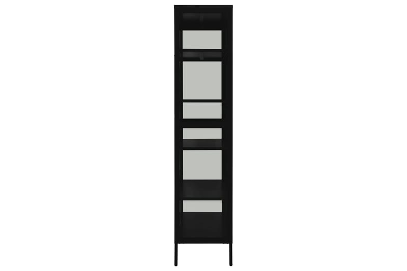 udstillingsskab 90x40x180 cm stål og hærdet glas sort - Sort - Opbevaring - Skab - Vitrineskabe