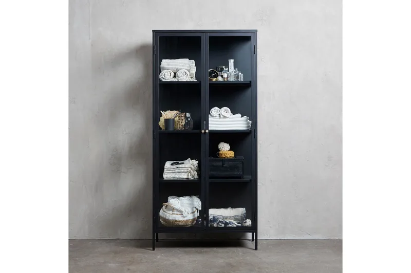 Umbri Vitrineskab 90 cm - Sort - Opbevaring - Skab - Vitrineskabe
