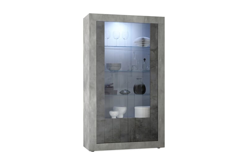 Urbino Vitrineskab 110 cm - Gråmelerad - Opbevaring - Skab - Vitrineskabe