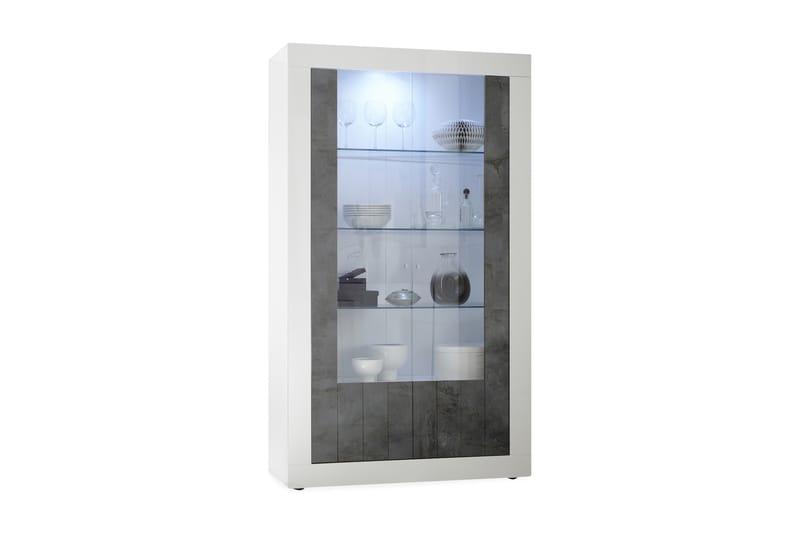 Urbino Vitrineskab 110 cm - Hvid/Gråmeleret - Opbevaring - Skab - Vitrineskabe